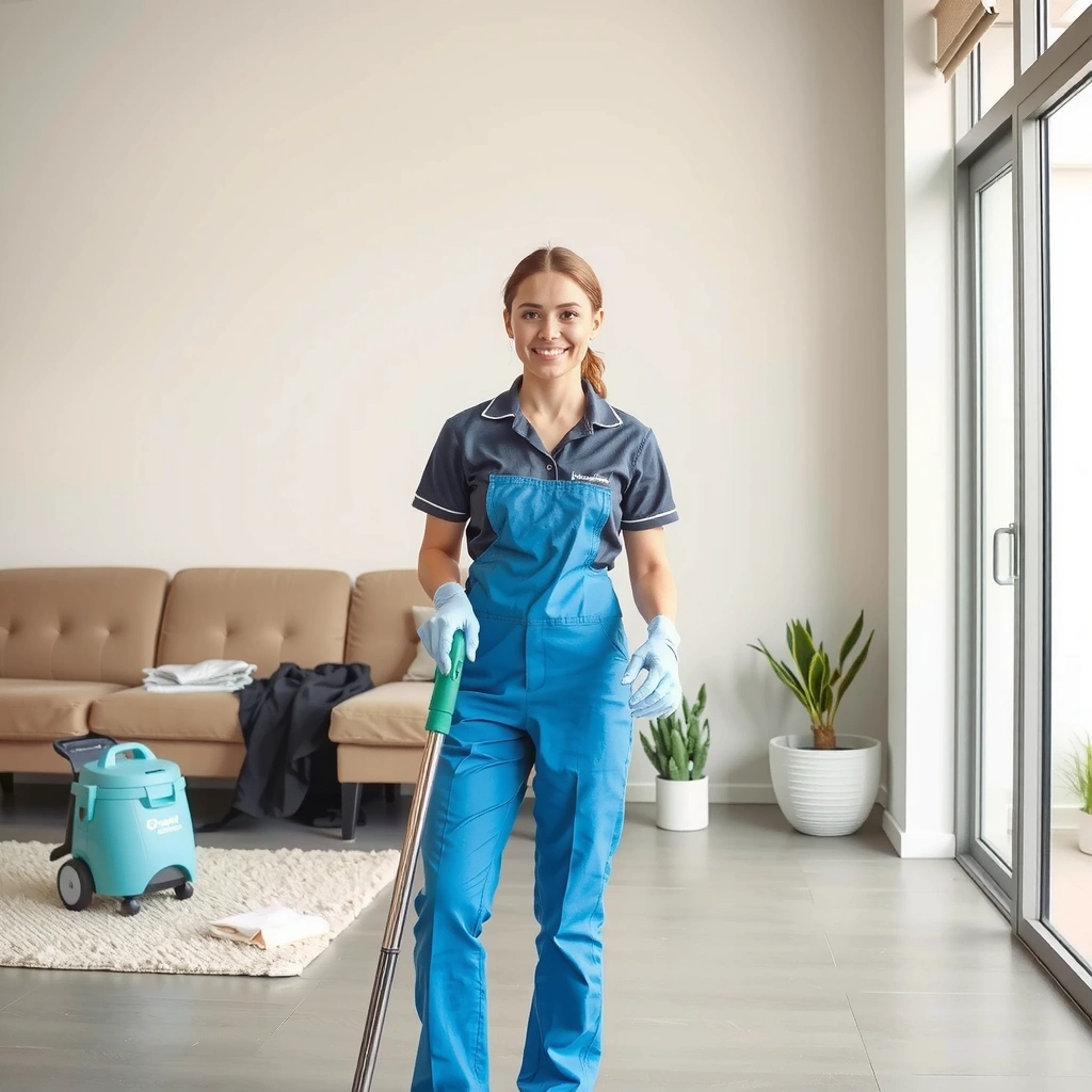 Professional residential cleaning service in action